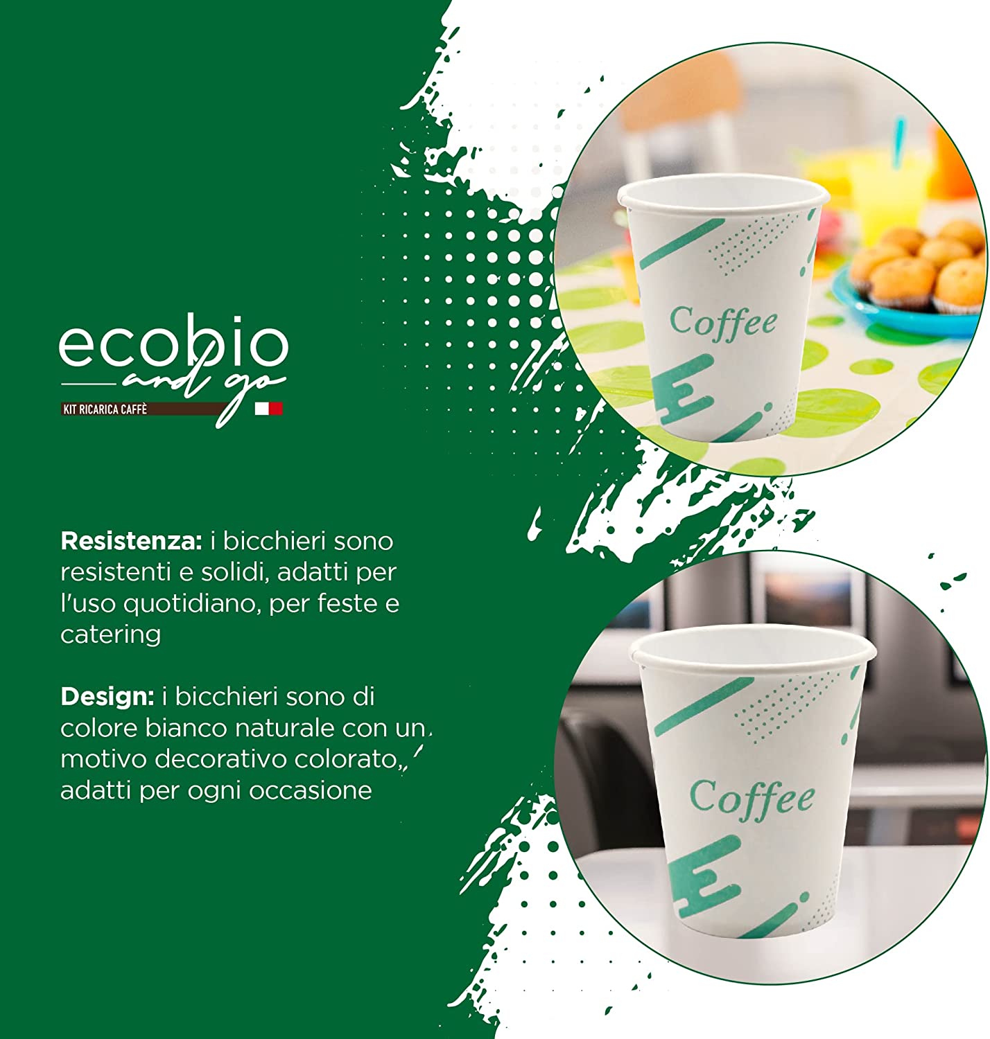 ECOBIO and GO 200 Bicchieri di Carta 210ml, Bicchieri Acqua Biodegrada –  Greenpaper