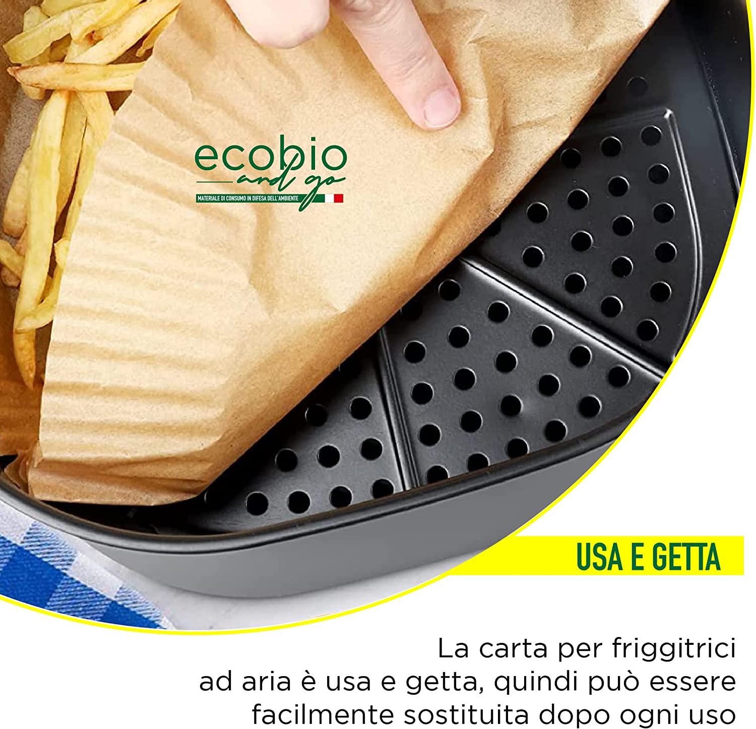 ECOBIO and GO Carta Forno per Friggitrice ad Aria 100 Pezzi 20x20 - Ac –  Greenpaper