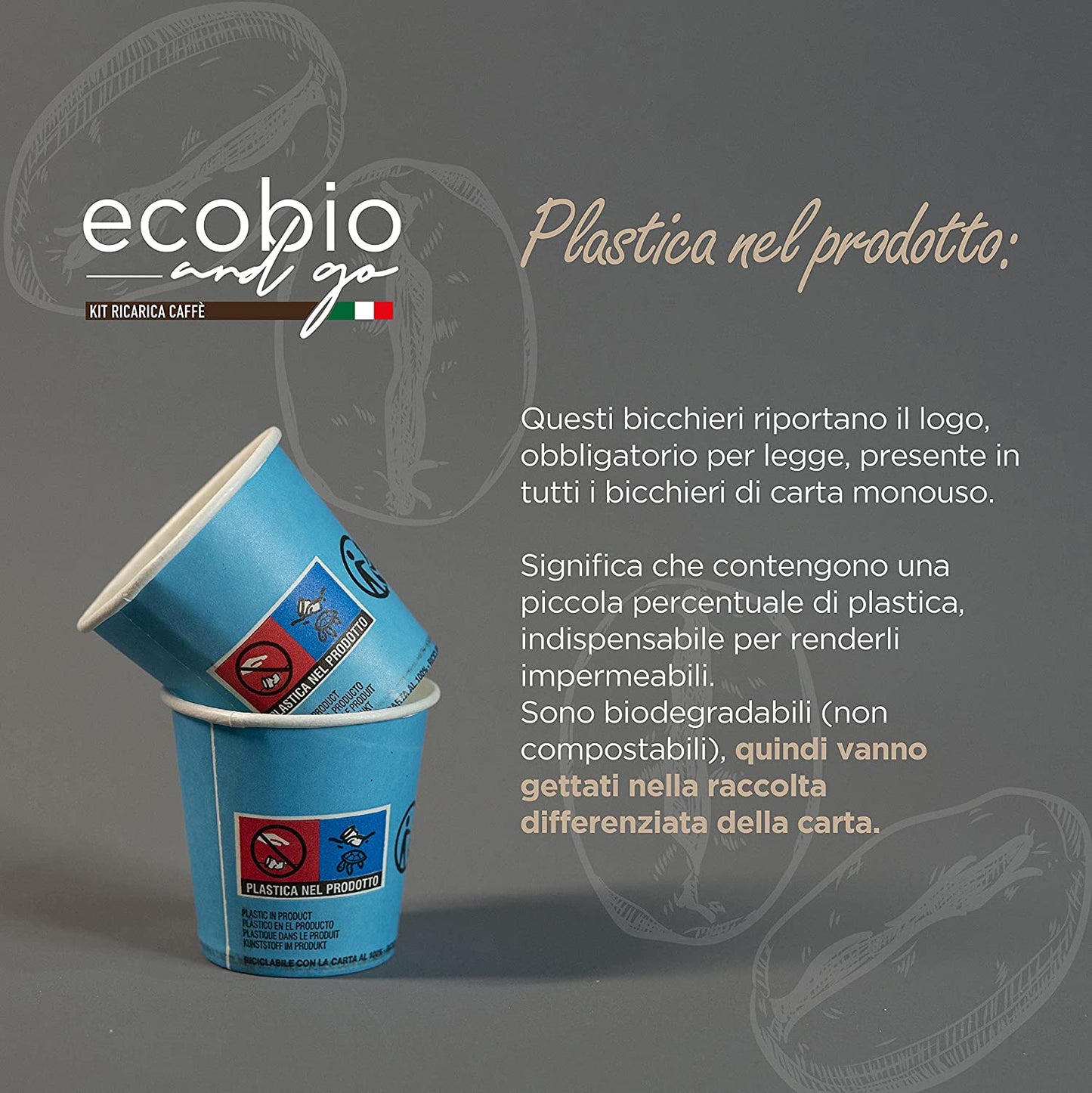 Ecobio and Go Kit Bicchierini Caffè e Palettine 150 pcs